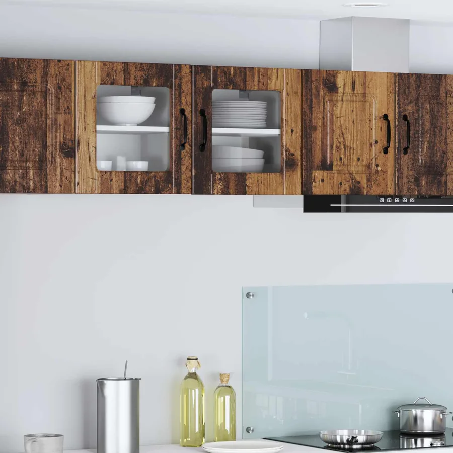 Cabinet en verre mural PORTO 2 pcs Bois ancien 40 x 31 x 40 cm