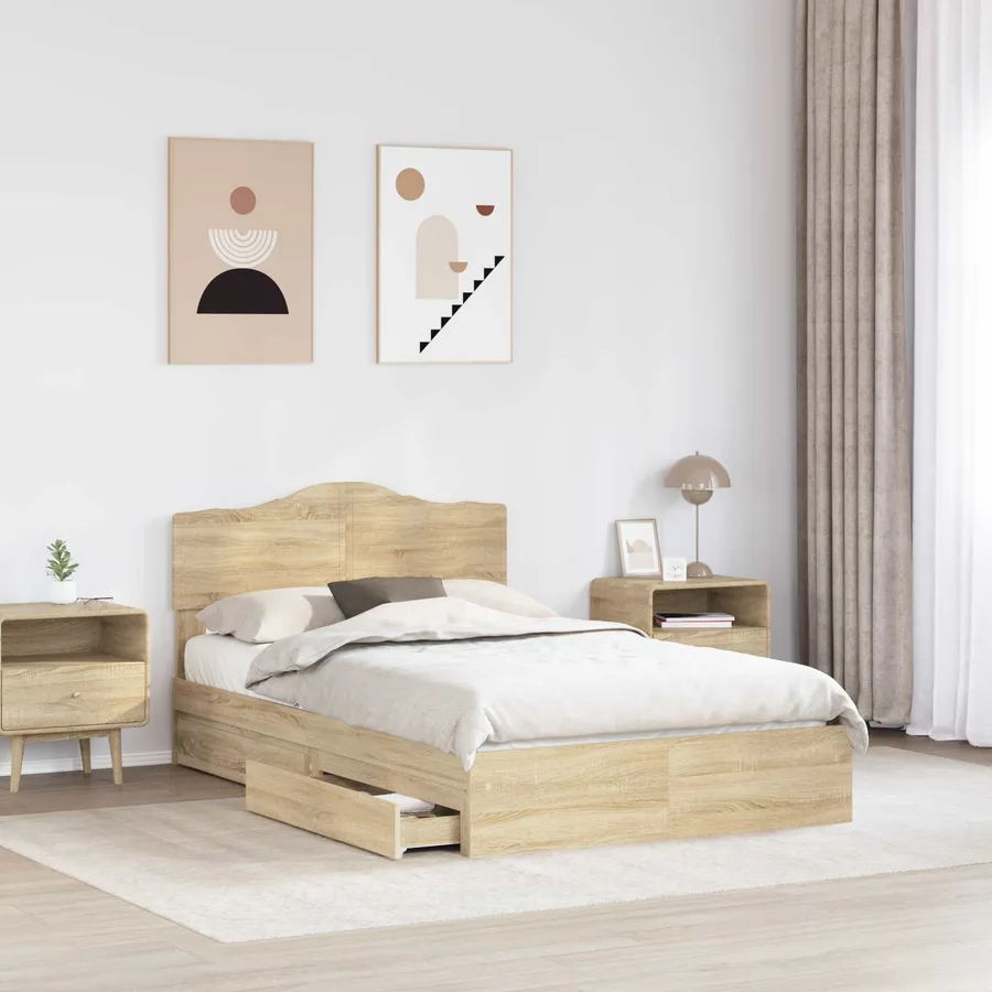 Lit de Rangement Chêne Sonoma 120 x 200 cm Bois d'ingénierie - 3