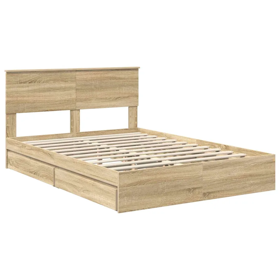 Lit de Rangement Chêne Sonoma 140 x 190 cm Bois d'ingénierie - 4