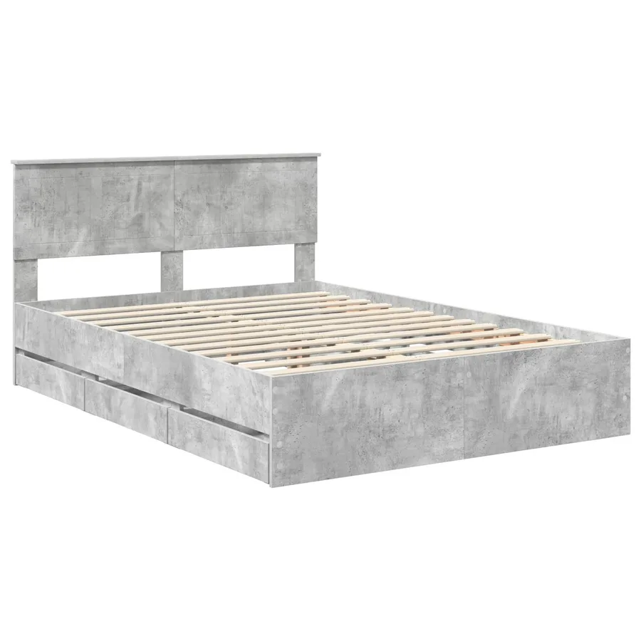Cadre de lit Gris béton 140 x 190 cm Bois Ingénierie - 4