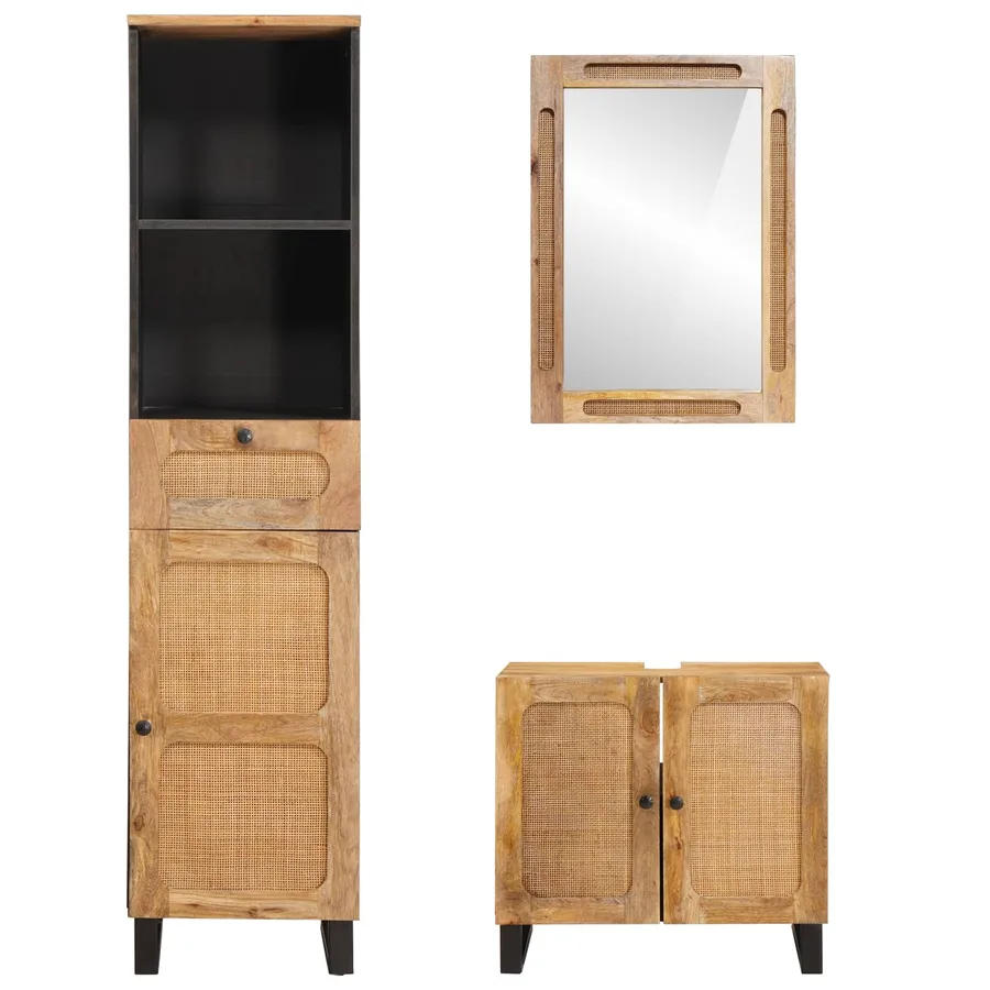 Ensembles de salle de bain 3 pcs Naturel Bois de mangue massif - 6
