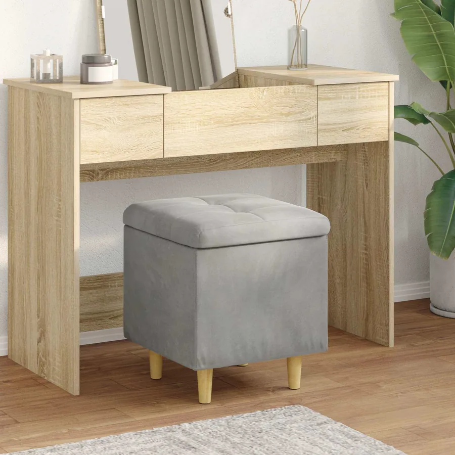 Pouf de rangement Gris clair 40 x 40 x 45 cm Velours
