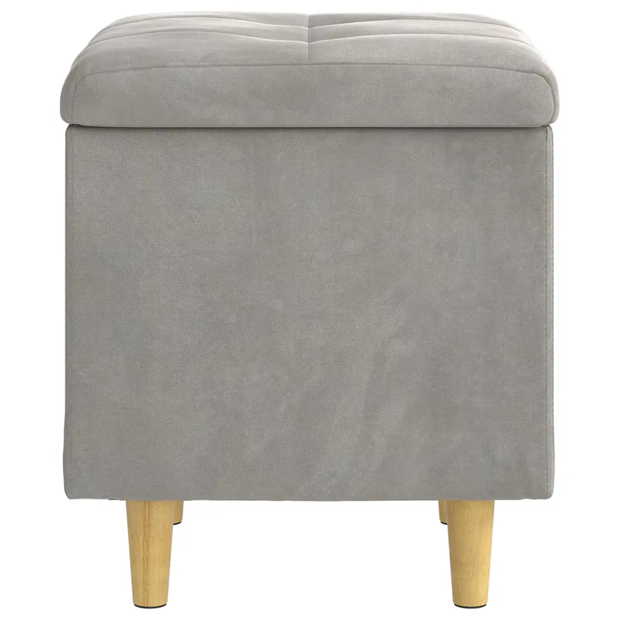Pouf de rangement Gris clair 40 x 40 x 45 cm Velours - 5