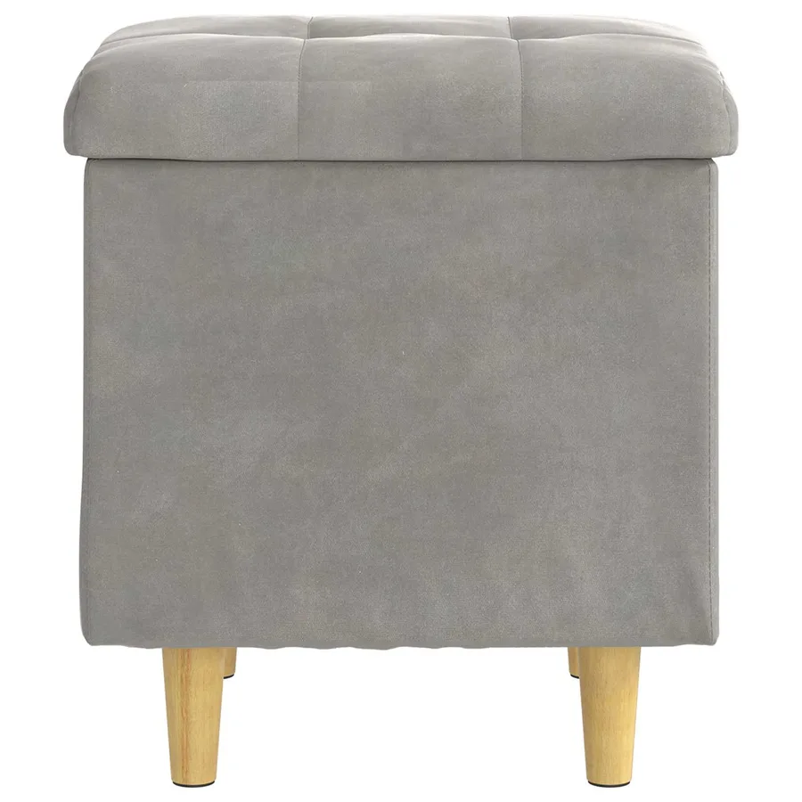 Pouf de rangement Gris clair 40 x 40 x 45 cm Velours - 6