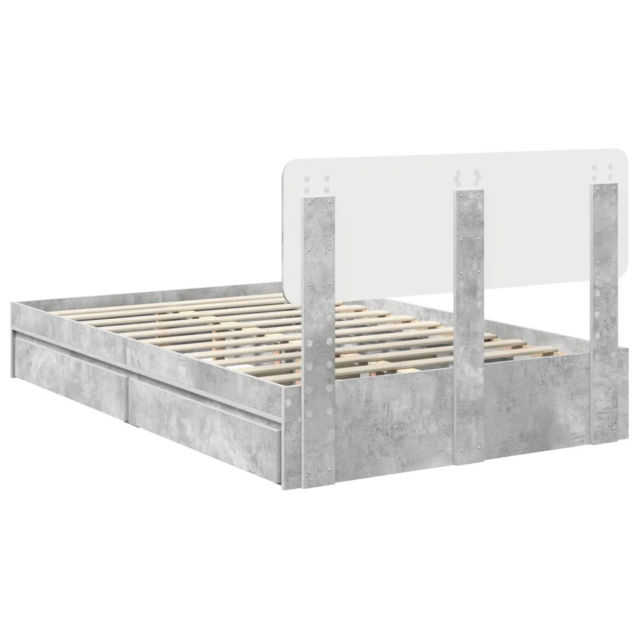 Lit de Rangement Gris béton 135 x 190 cm Bois d'ingénierie - 10
