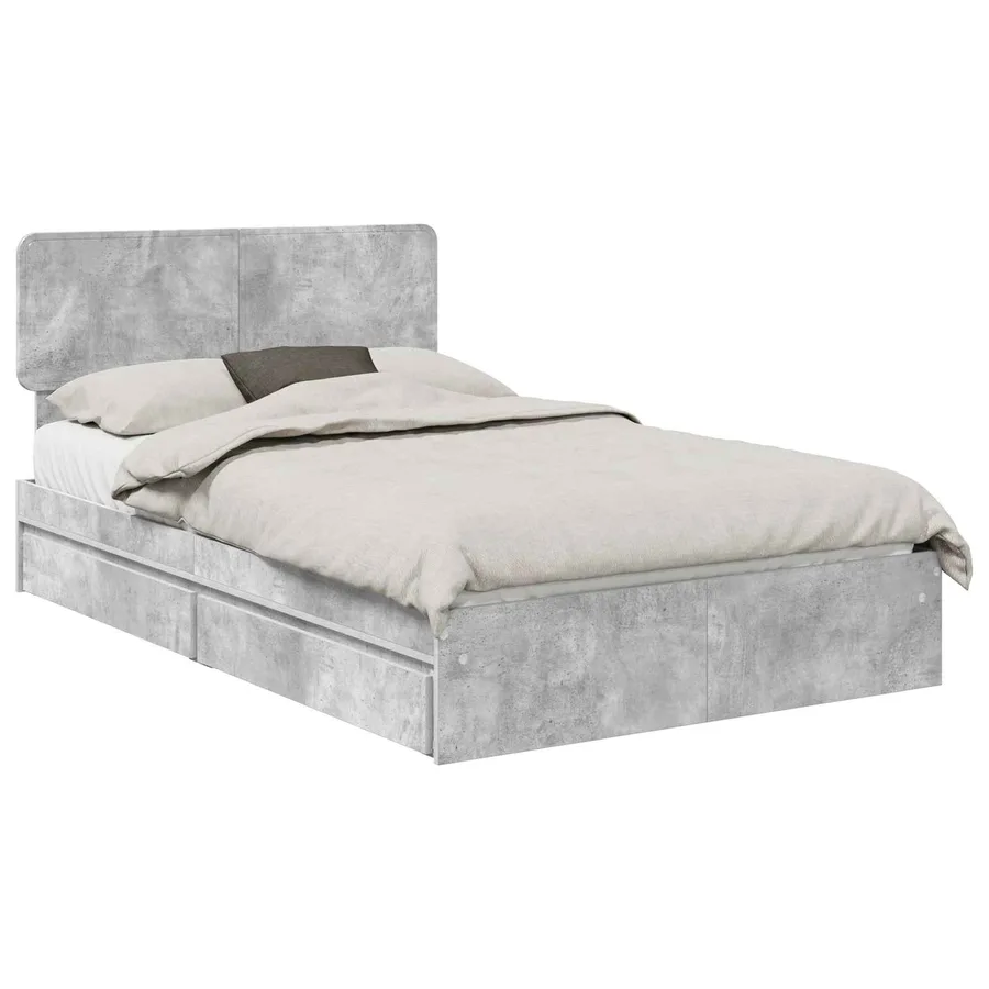 Lit de Rangement Gris béton 135 x 190 cm Bois d'ingénierie - 2