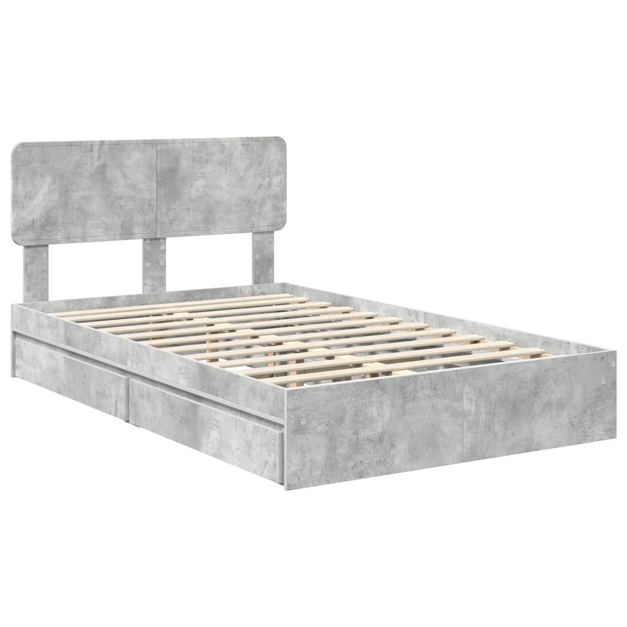 Lit de Rangement Gris béton 135 x 190 cm Bois d'ingénierie - 4