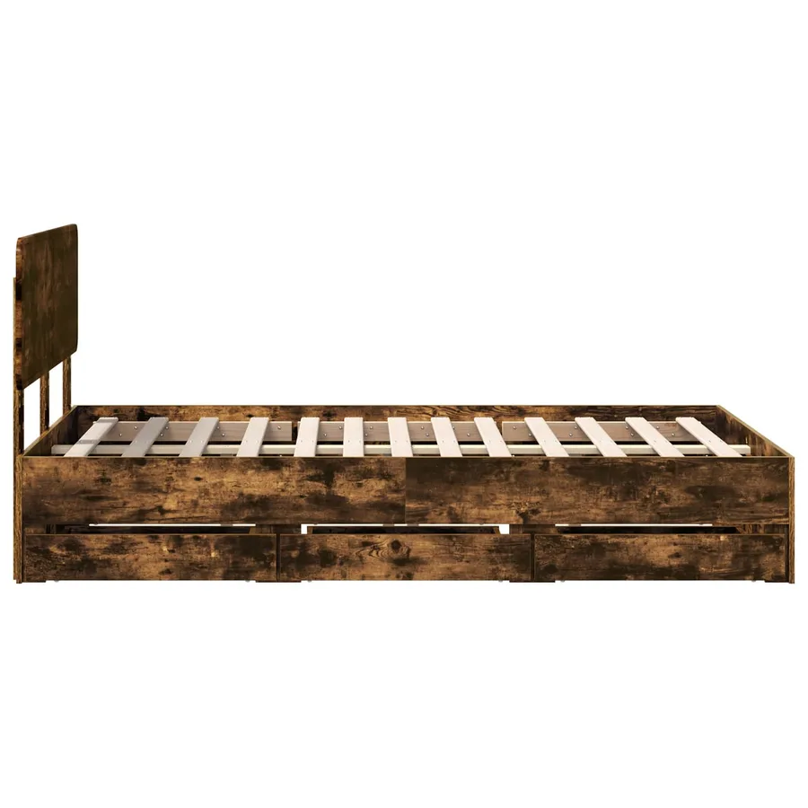 Cadre de lit Chêne Fumé 135 x 190 cm Bois d’ingénierie - 9