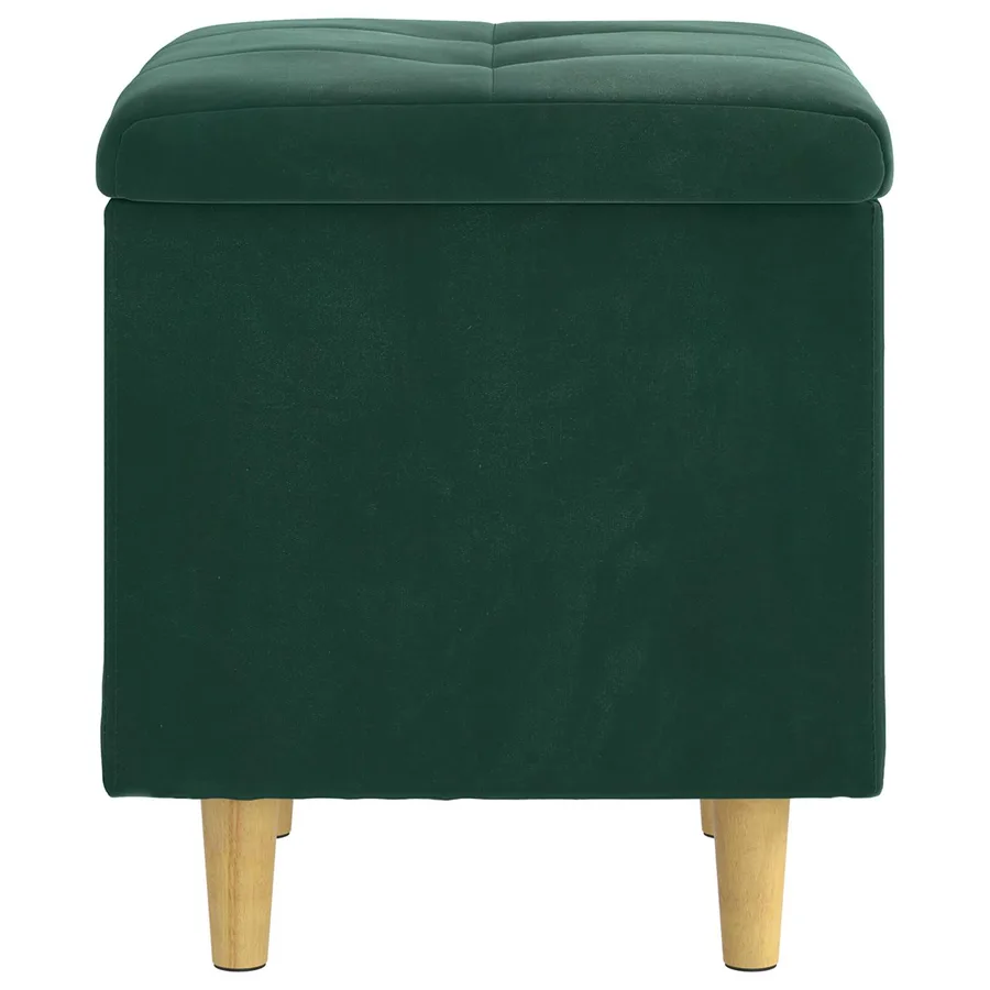 Pouf de rangement Vert foncé 40 x 40 x 45 cm Velours - 5