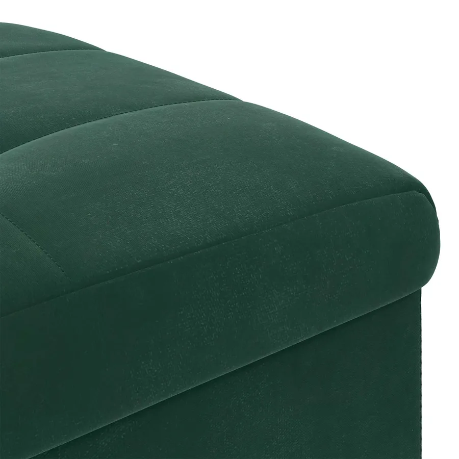 Pouf de rangement Vert foncé 40 x 40 x 45 cm Velours - 7