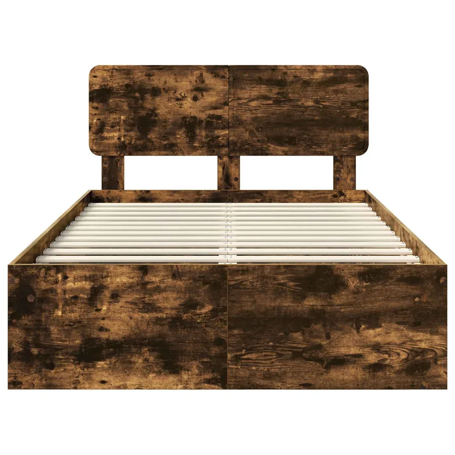 Cadre de lit Chêne fumé 135 x 190 cm Pin massif - 7