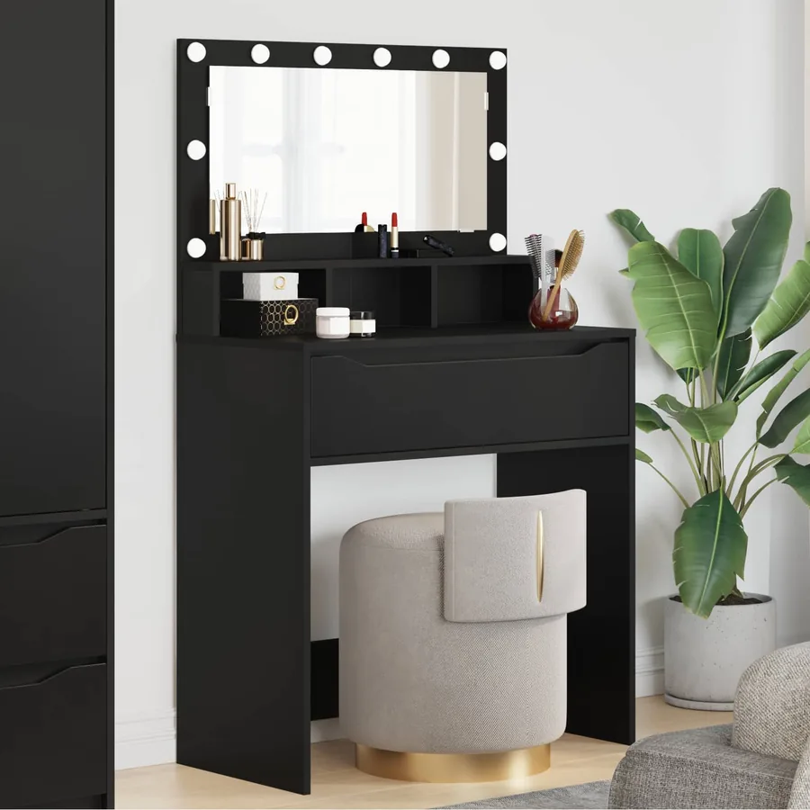 Tables de maquillage pour chambre Noir 80 x 39,6 x 135 cm