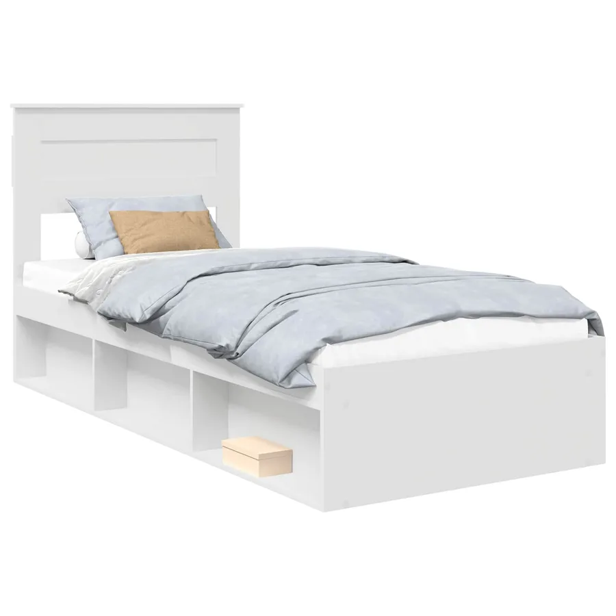 Cadre de lit Blanc 100 x 200 cm Bois de pin massif - 2