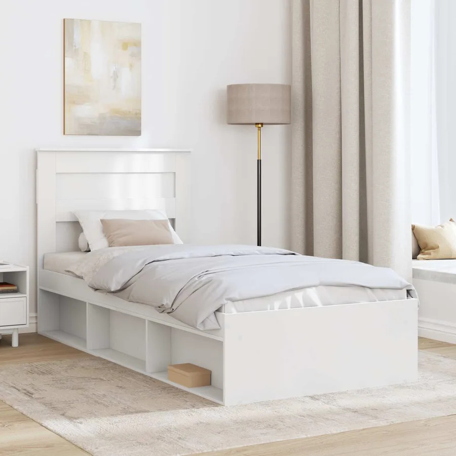 Cadre de lit Blanc 100 x 200 cm Bois de pin massif - 3