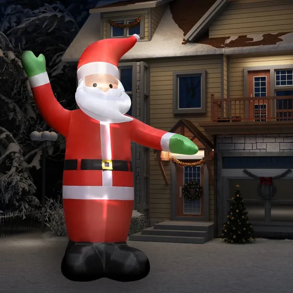 Père Noël gonflable avec LED Décoration de Noël IP44 4,5 m