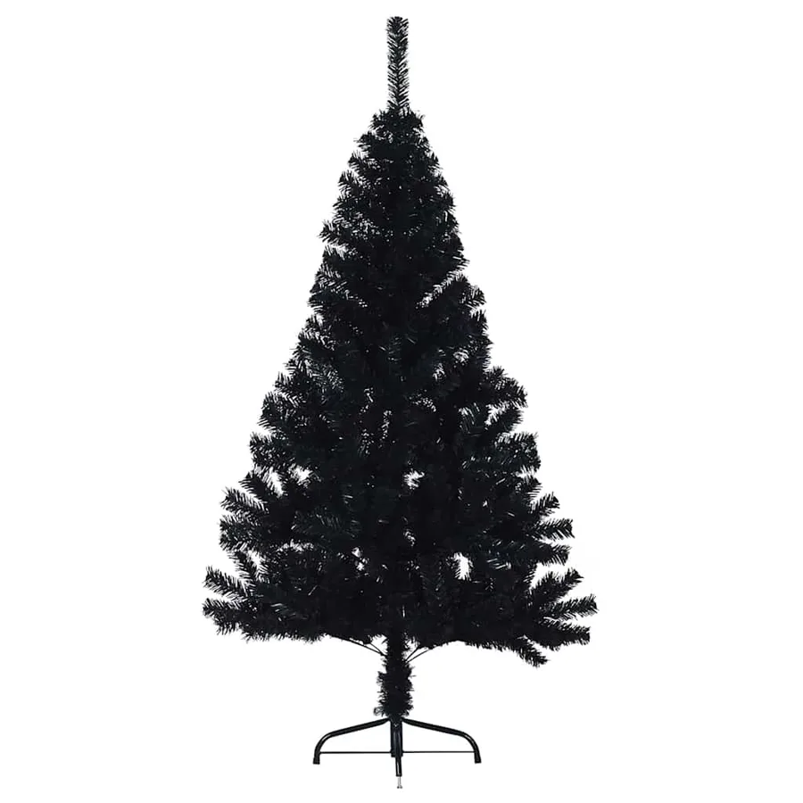 Sapin de Noël artificiel pré-éclairé Noir 150 cm PVC - 4