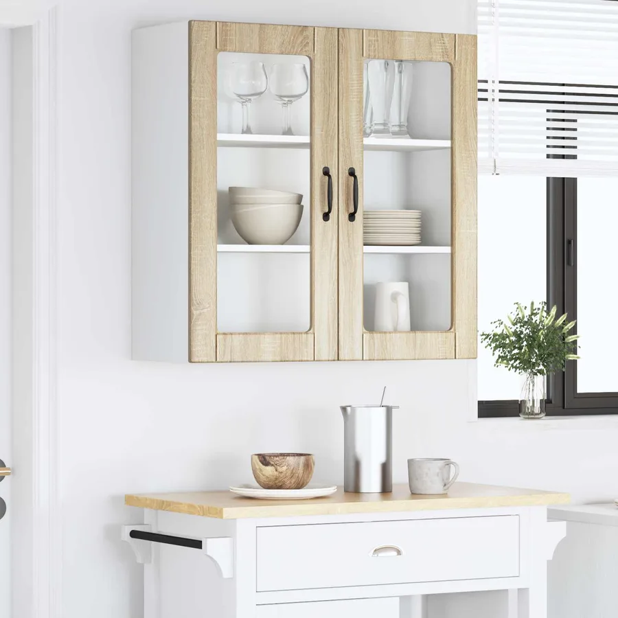 Cabinet en verre mural PORTO Chêne Sonoma 80 x 31 x 80 cm - 4