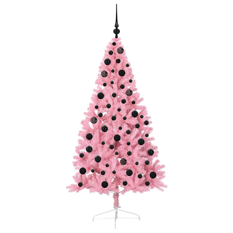 Sapin de Noël artificiel pré-éclairé Rose 180 cm PVC - 4