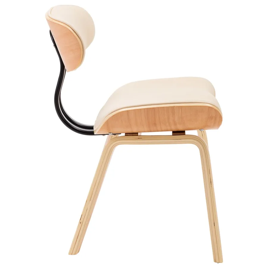 Chaises à manger lot de 4 crème bois courbé et similicuir - 5