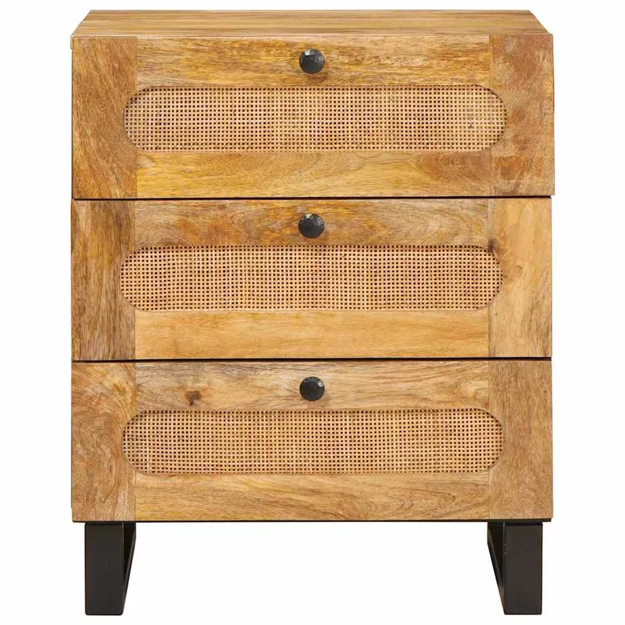Cabinet de chevet Naturel 50 x 33 x 62 cm Bois de mangue massif - 3