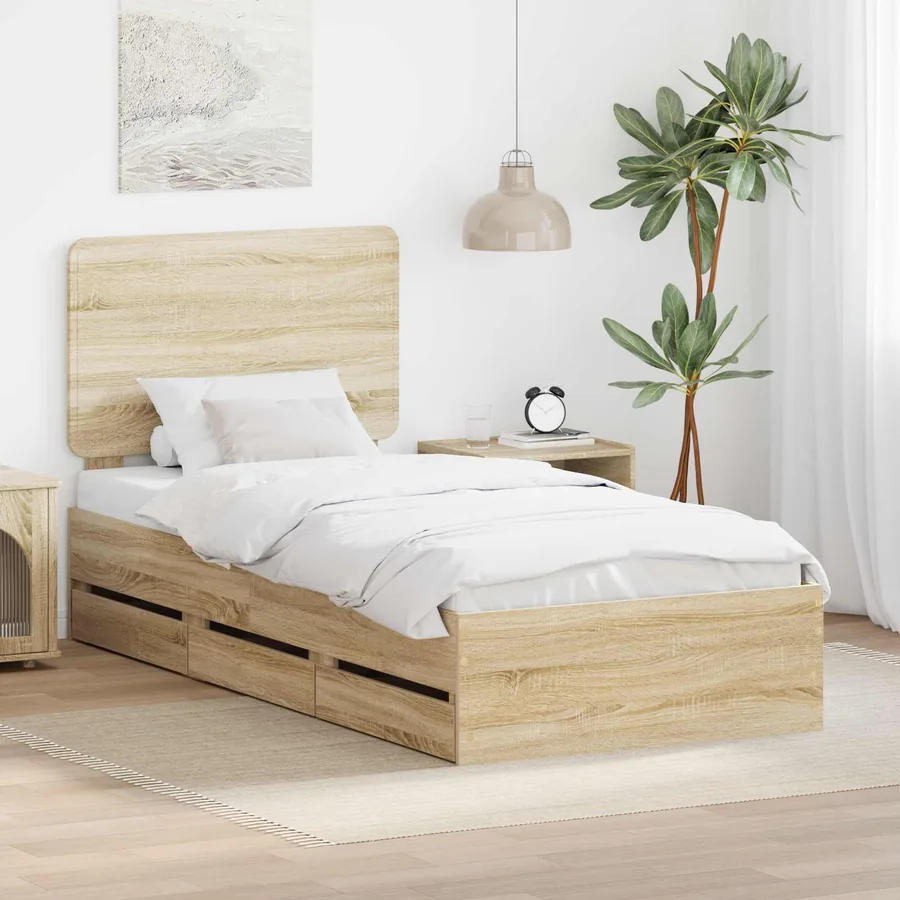 Cadre de lit Chêne Sonoma 75 x 190 cm Bois Ingénierie