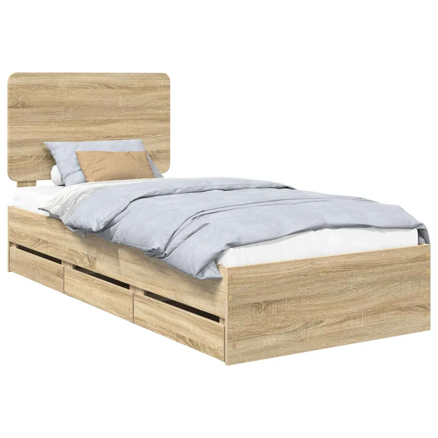 Cadre de lit Chêne Sonoma 75 x 190 cm Bois Ingénierie - 2