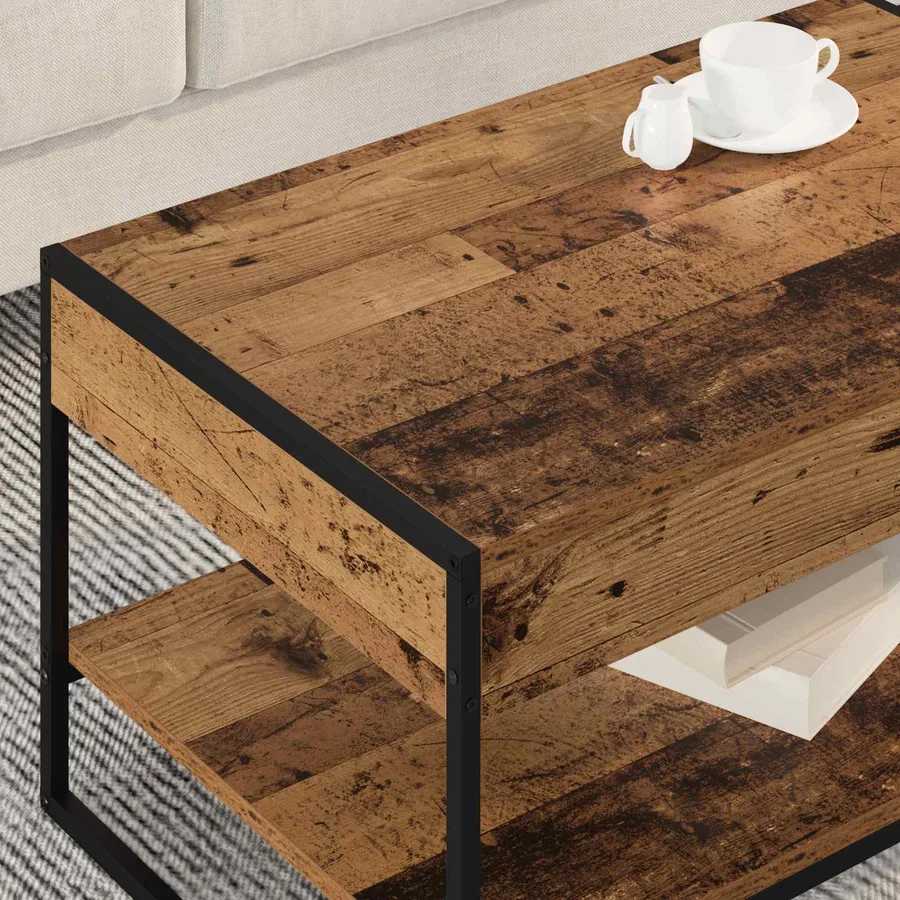 Table basse Bois Ancien 80 x 50 x 40 cm Bois d'ingénierie - 4