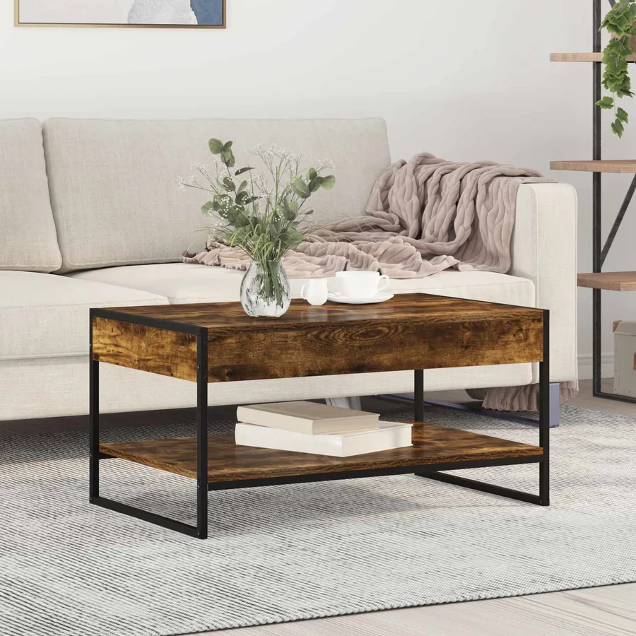 Table basse Chêne Fumé 80 x 50 x 40 cm Bois d'ingénierie