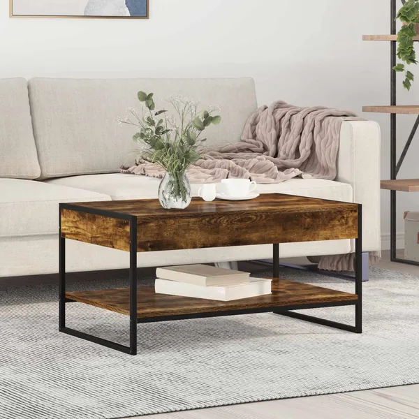 Table basse Chêne Fumé 80 x 50 x 40 cm Bois d'ingénierie