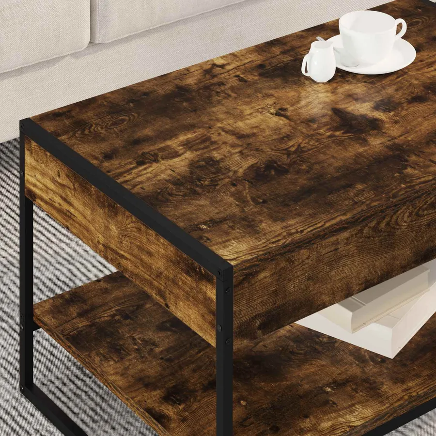 Table basse Chêne Fumé 80 x 50 x 40 cm Bois d'ingénierie - 4