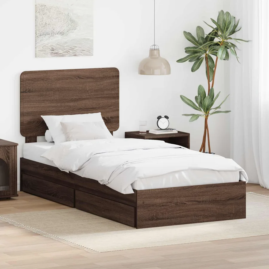 Lit de Rangement Chêne brun 100 x 200 cm Bois d'ingénierie