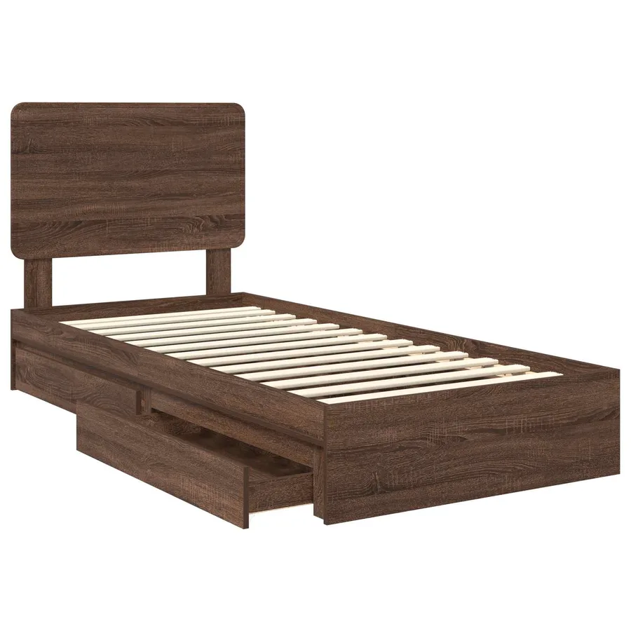 Lit de Rangement Chêne brun 100 x 200 cm Bois d'ingénierie - 5