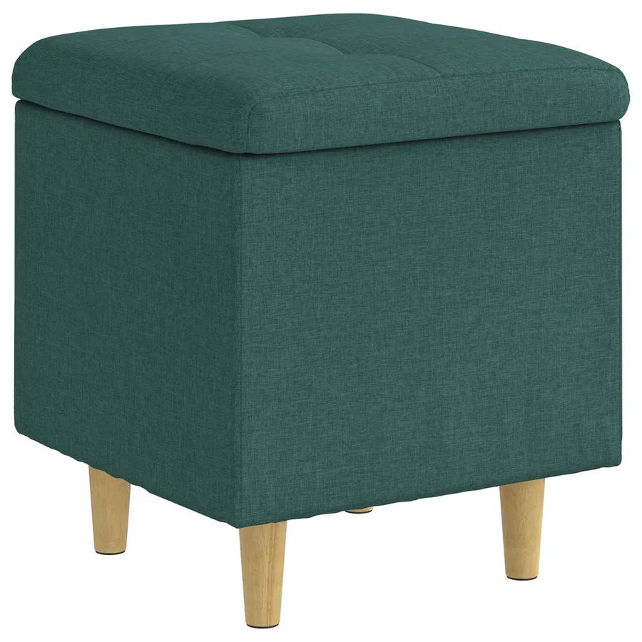 Pouf de rangement avec coussin Vert foncé 40 x 40 x 45 cm tissu - 2