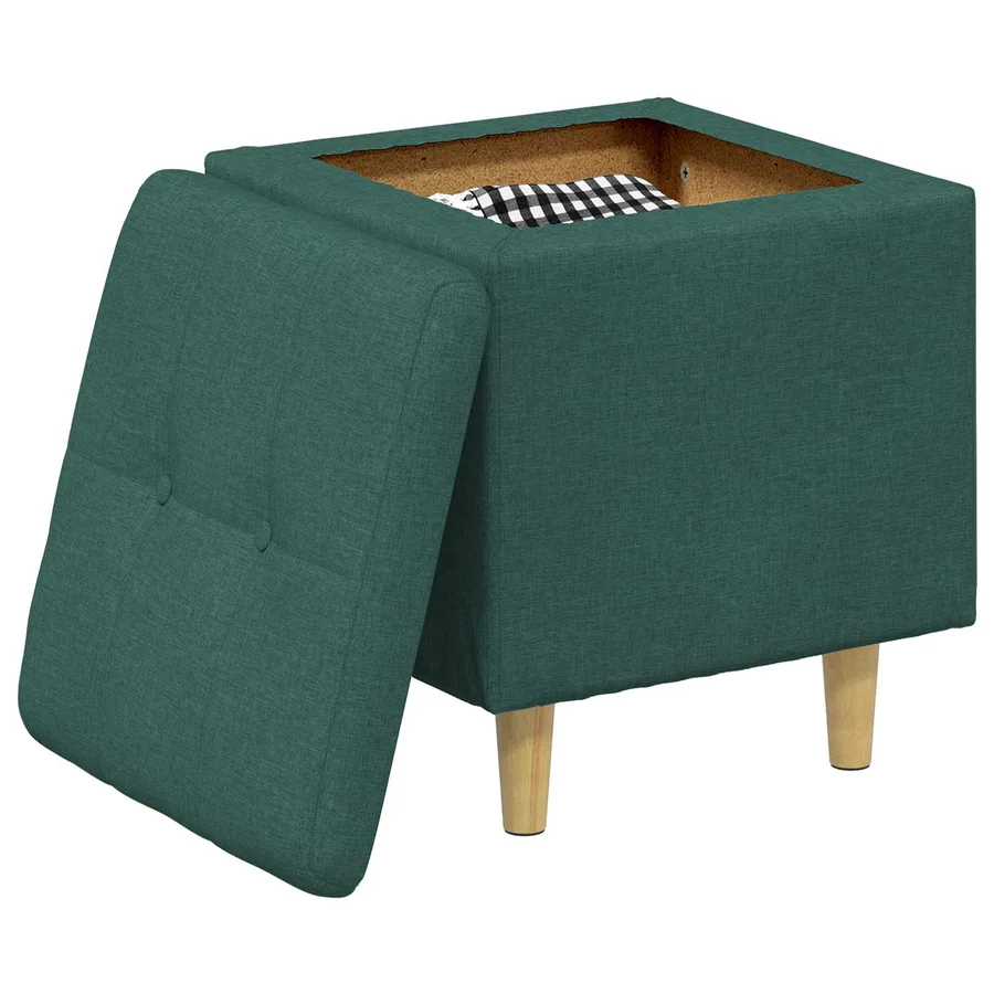 Pouf de rangement avec coussin Vert foncé 40 x 40 x 45 cm tissu - 3