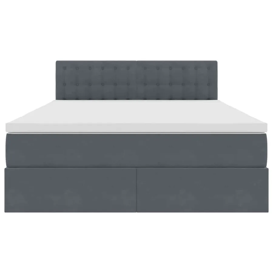 Lit de Rangement avec matelas Gris foncé 140 x 200 cm Velours - 7