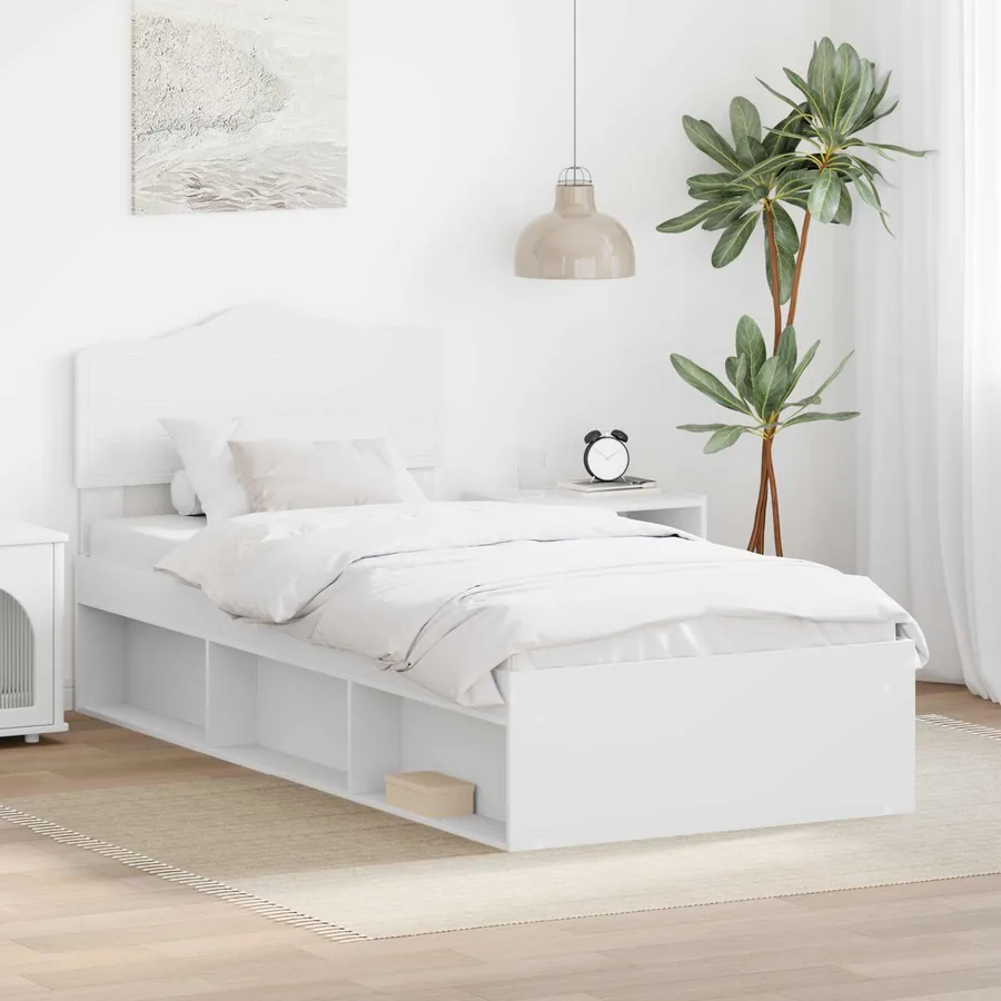 Cadre de lit Blanc 75 x 190 cm Bois de pin massif