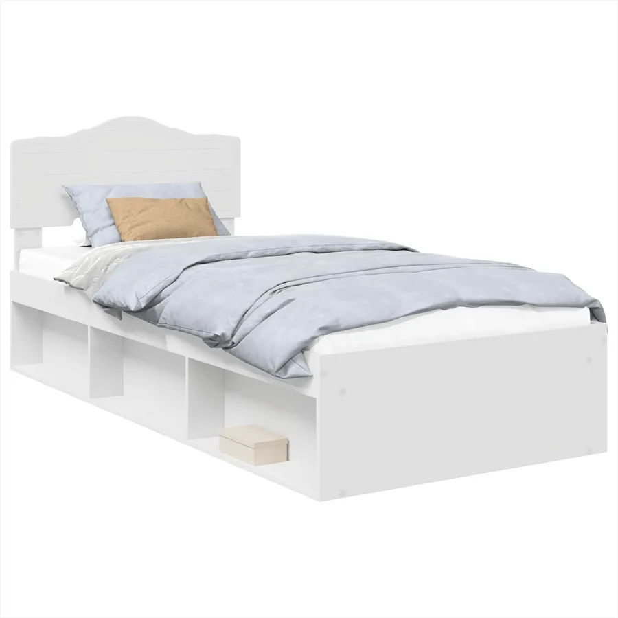 Cadre de lit Blanc 75 x 190 cm Bois de pin massif - 2