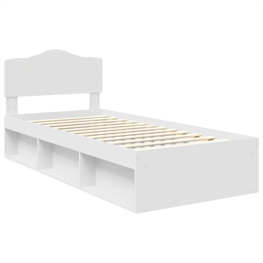 Cadre de lit Blanc 75 x 190 cm Bois de pin massif - 4