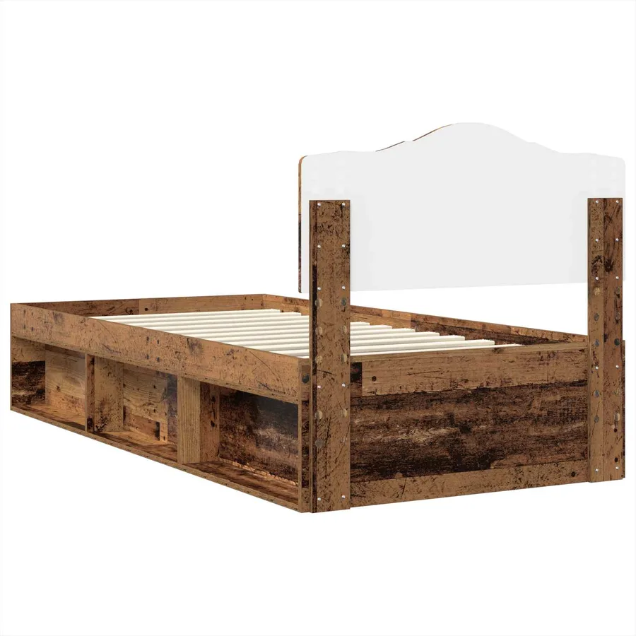 Cadre de lit Bois ancien 75 x 190 cm Bois de pin massif - 9