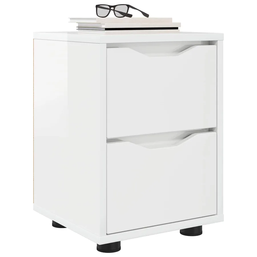 Table de chevet avec tiroir Blanc brillant 30,5 x 30 x 43 cm - 3
