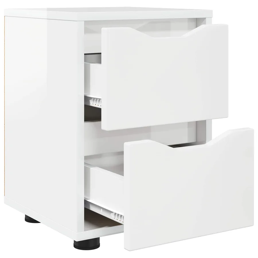 Table de chevet avec tiroir Blanc brillant 30,5 x 30 x 43 cm - 5