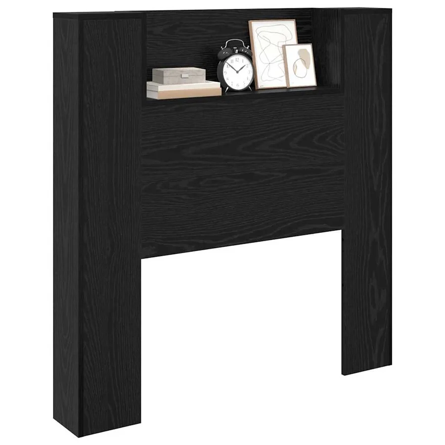 Tête de lit de rangement avec LED Chêne noir Bois d'ingénierie - 3