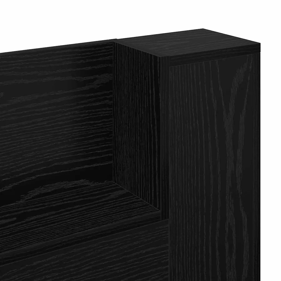 Tête de lit de rangement avec LED Chêne noir Bois d'ingénierie - 9