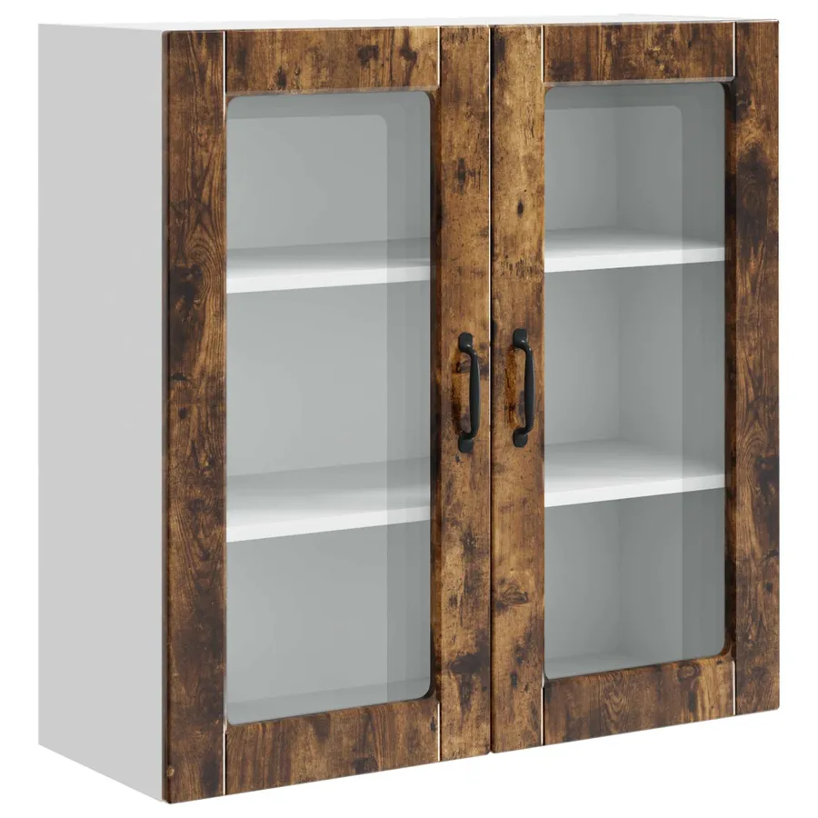 Cabinet en verre mural PORTO Chêne fumé 80 x 31 x 80 cm - 2