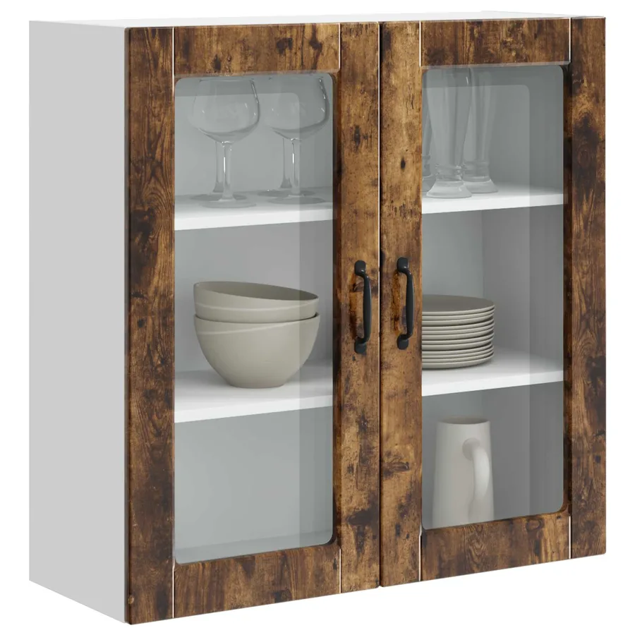 Cabinet en verre mural PORTO Chêne fumé 80 x 31 x 80 cm - 3
