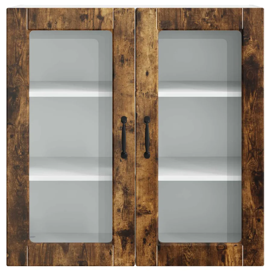 Cabinet en verre mural PORTO Chêne fumé 80 x 31 x 80 cm - 6
