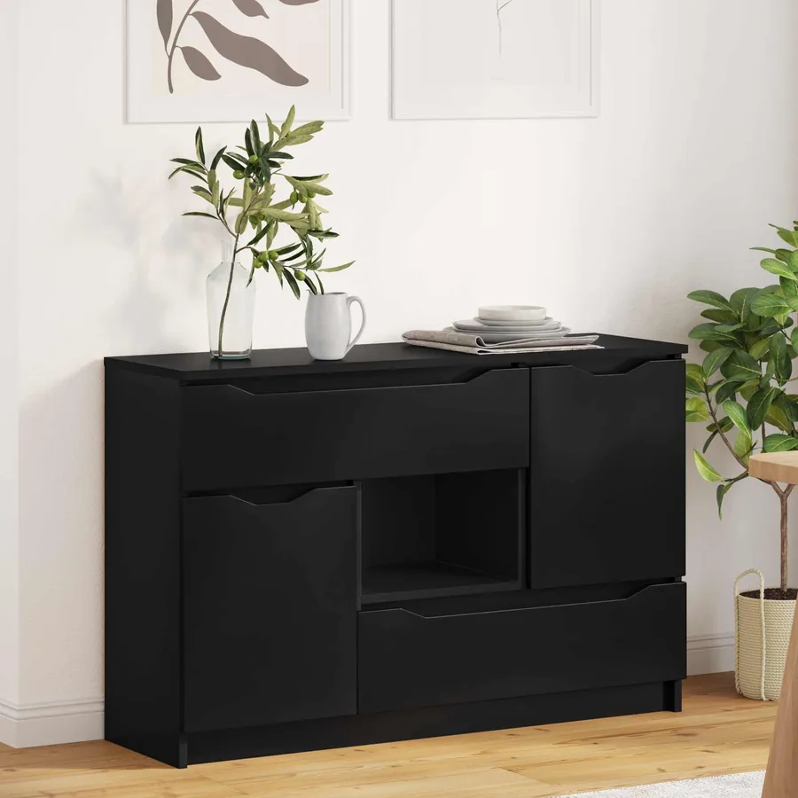 Buffet avec tiroir Noir 100 x 30 x 65,6 Bois d'ingénierie