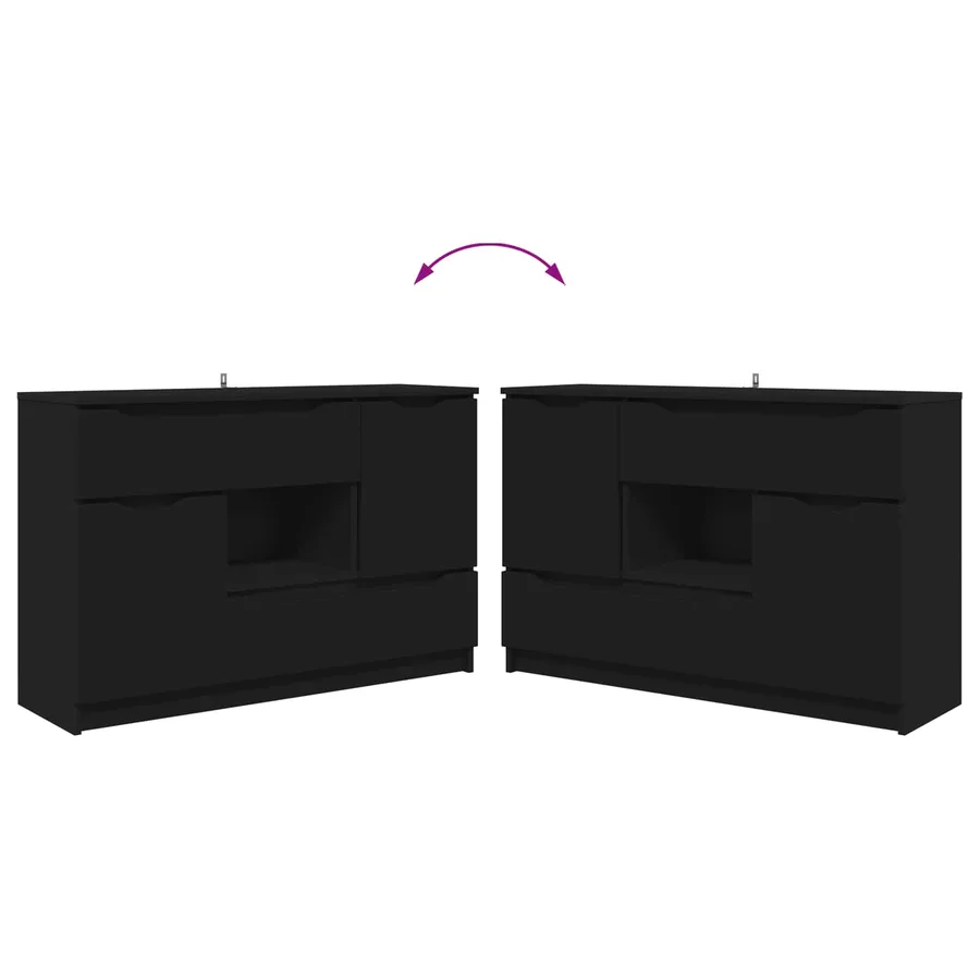 Buffet avec tiroir Noir 100 x 30 x 65,6 Bois d'ingénierie - 12