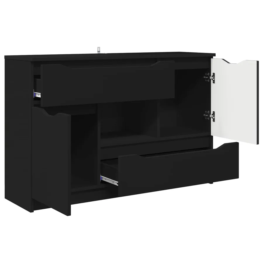 Buffet avec tiroir Noir 100 x 30 x 65,6 Bois d'ingénierie - 5