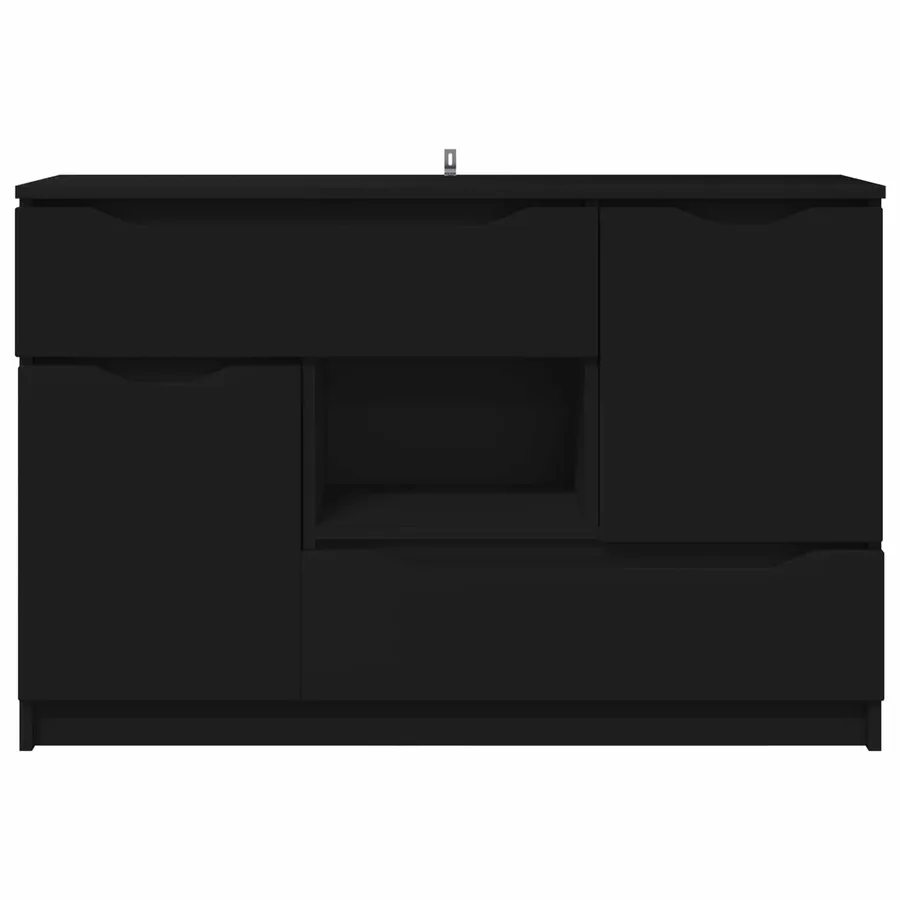 Buffet avec tiroir Noir 100 x 30 x 65,6 Bois d'ingénierie - 6
